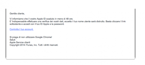 Phishing ed Apple: fate attenzione!