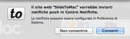 Attiva le notifiche push di SlideToMac su OS X