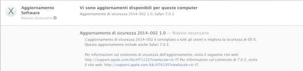 Nuovo aggiornamento di sicurezza per OS X Mavericks