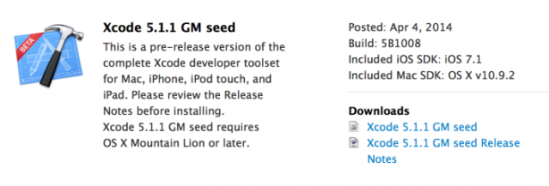 Apple rilascia Xcode 5.1.1 agli sviluppatori