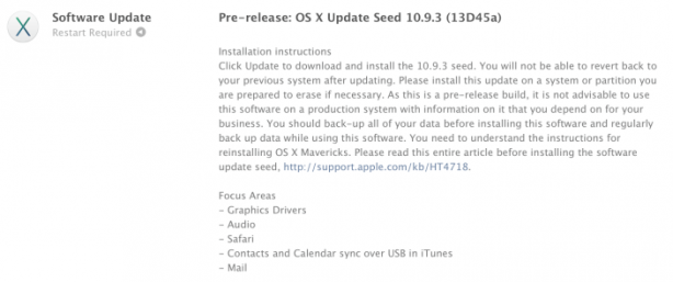 Apple rilascia una nuova beta di OS X 10.9.3