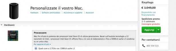 Spedizione nuovi Mac Pro in 2-3 settimane