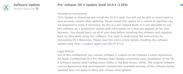 Apple invia la prima beta di OS X 10.9.4 agli sviluppatori