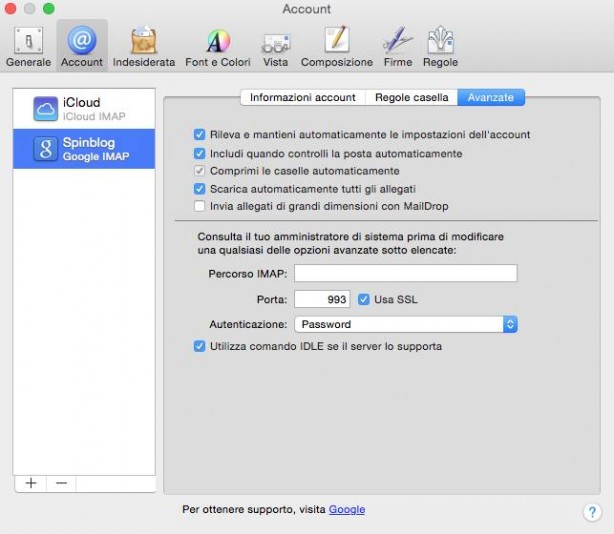 Su Mail di Yosemite si potrà usare “MailDrop” con tutti gli account?