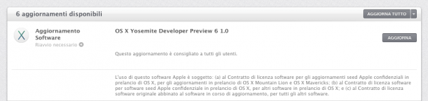 Apple rilascia OS X Yosemite Developer Preview 6