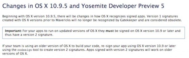 Apple invita gli sviluppatori a firmare nuovamente le app per OS X