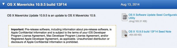 Apple rilascia la nuova beta di OS X Mavericks 10.9.5 per gli sviluppatori