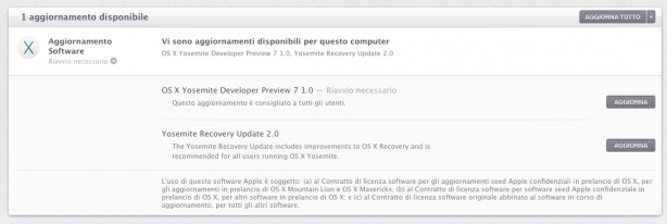 Apple rilascia OS X Yosemite Developer Preview 7