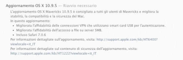 Apple rilascia OS X 10.9.5 e nuovi update per Safari, Lion, Mountain Lion e Server Lion