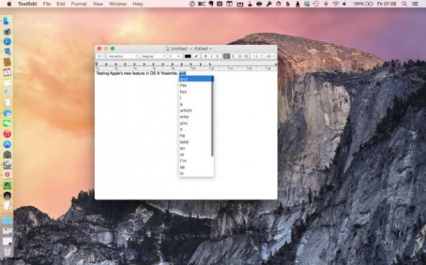 OS X Yosemite include una funzionalità simile a “QuickType”