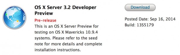 Nuova versione beta di OS X Server 3.2