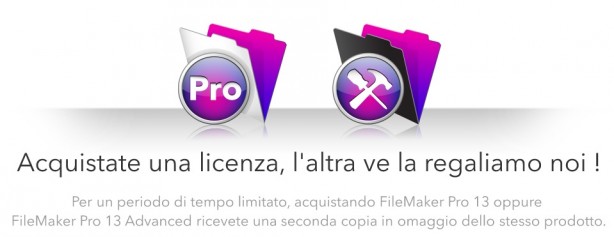 Acquista “FileMaker Pro 13” o “FileMaker Pro 13 Advanced” e ricevi una seconda copia in omaggio