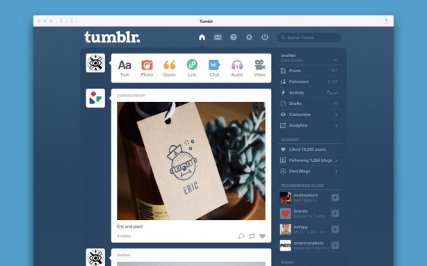 Tumblr rilascia l’app ufficiale per Mac