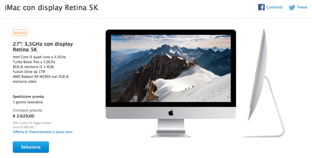 iMac 5K, migliora la disponibilità su Apple Store Online