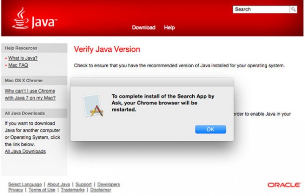 Oracle inserisce la “toolbar” di Ask nel suo ultimo installer di Java per Mac