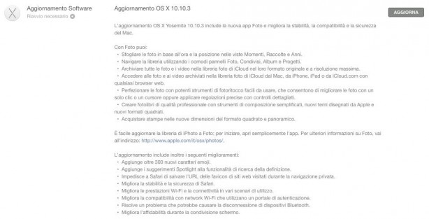 Apple rilascia OS X 10.10.3 al pubblico