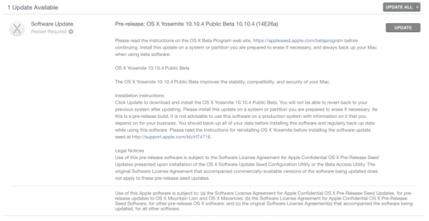 Apple rilascia le beta di OS X 10.10.4 a sviluppatori e membri AppleSeed