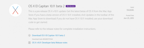 Apple rilascia OS X El Capitan beta 2 agli sviluppatori!