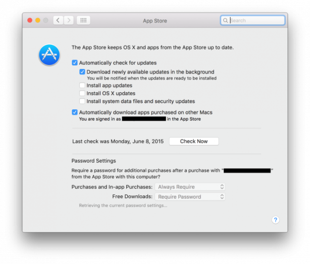 OS X El Capitain può ricordare la vostra password per il download delle app gratuite da App Store
