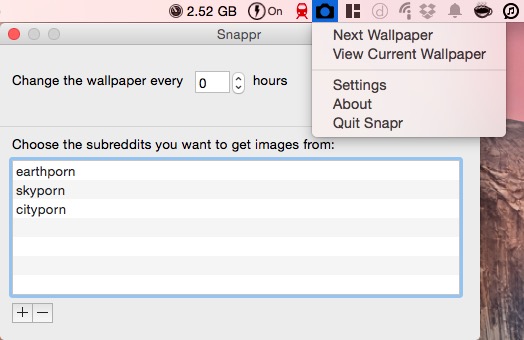 Snappr: scaricare nuovi wallpaper per OS X dalla barra dei menu del Mac