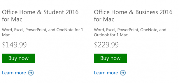 USA: Office 2016 per Mac è disponibile all’acquisto senza abbonamento “Office 365”