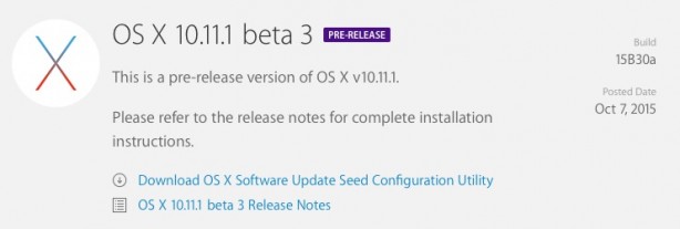 Apple rilascia la terza beta di OS X El Capitan 10.11.1