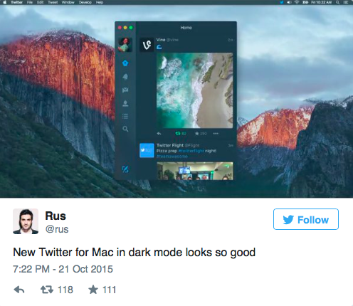 In arrivo un nuovo update di Twitter per OS X con tante features e una “dark mode”
