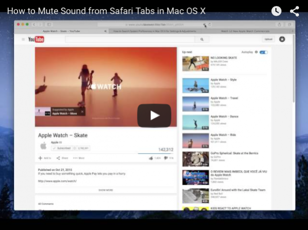 Come mettere in mute i pannelli di Safari su Mac OS X El Capitan