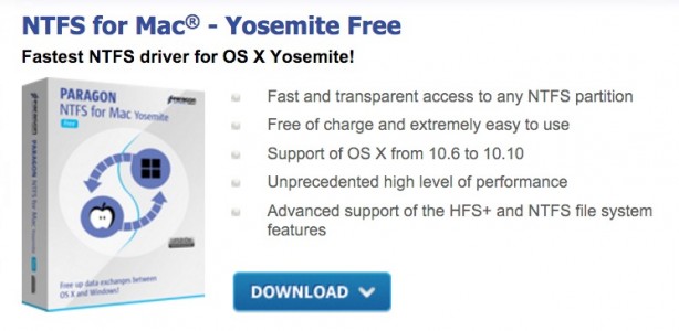 NTFS for Mac di Paragon ora gratis per chi si è fermato a OS X 10.10