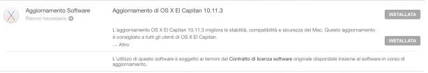 Apple rilascia OS X El Capitan 10.11.3