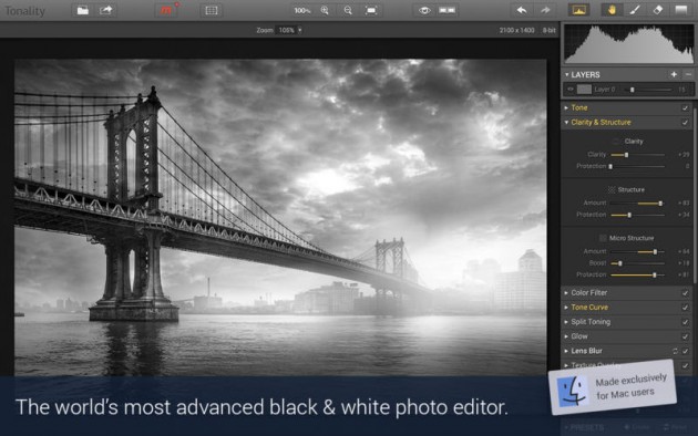 Tonality: avanzato foto editor per gli amanti del black&white ora in forte sconto