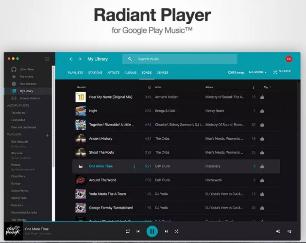 Gestire Google Play Music con l’app gratuita Radiant Player