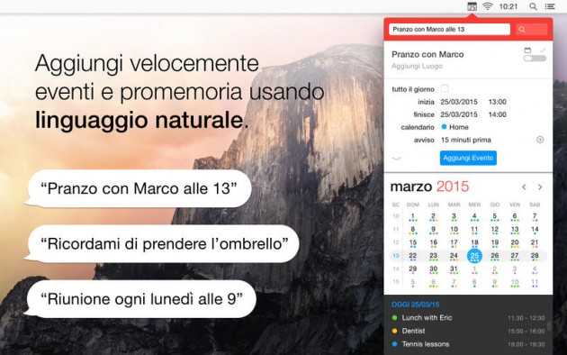 Fantastical 2 si aggiorna su Mac App Store