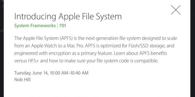 Apple presenta il suo nuovo File System