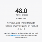 Mozilla rilascia il nuovo Firefox (versione 48.0)