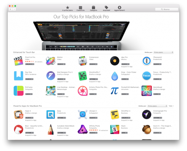 A tutta Touch Bar: Apple seleziona su Mac App Store le migliori app già ottimizzate