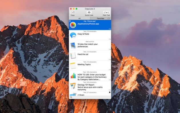 CopyLess 2: clipboard manager gratuito per Mac