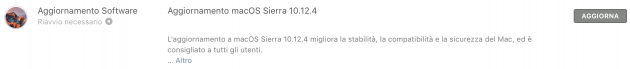 Apple rilascia macOS Sierra 10.12.4