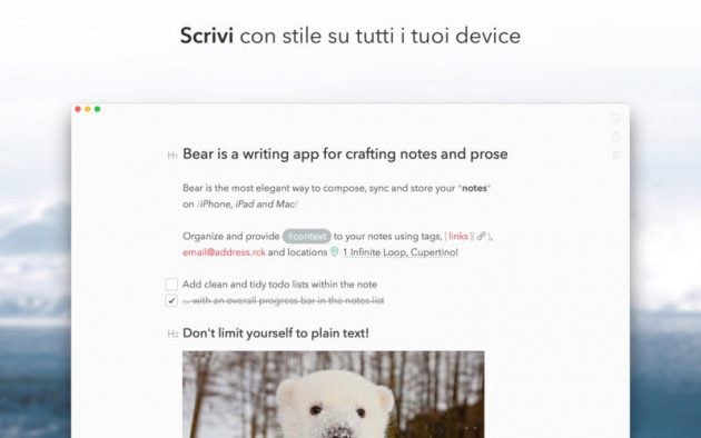 Bear, la migliore app note per MAc