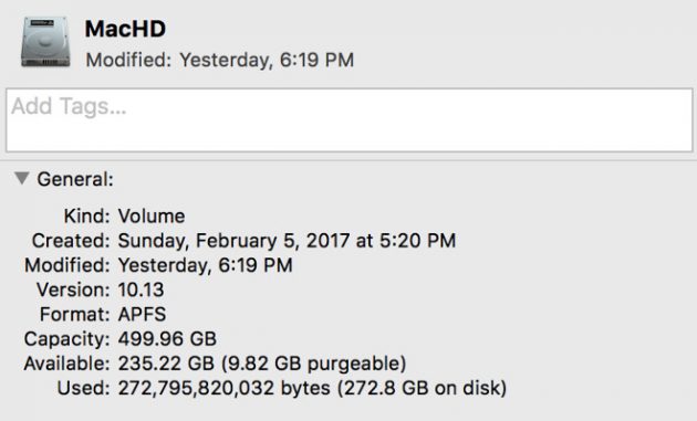Il nuovo file system APFS di High Sierra è incompatibile con gli HDD
