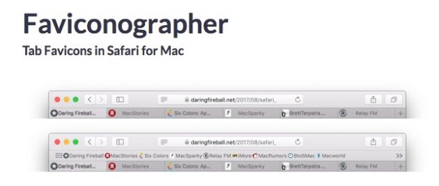 Faviconographer per Safari: mostrare le favicon in ogni singolo pannello