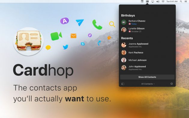 Dai creatori di Fantastical arriva Cardhop, splendida app per la gestione dei contatti