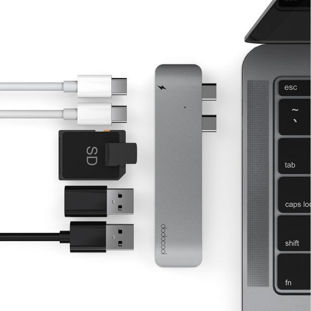 Doppio hub USB-C 6-in-1 con lettore SD card per MacBook Pro in offerta con codice SlideToMac