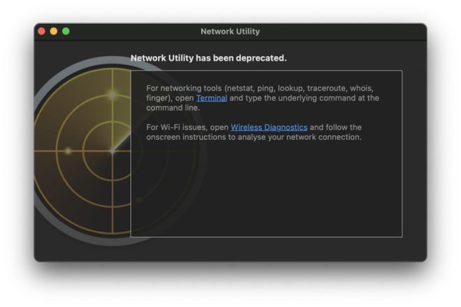 Utility Rete non più disponibile su macOS Big Sur