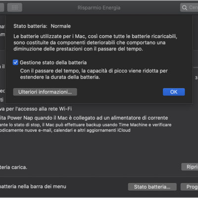 Mac M1, la gestione stato batteria non è disattivabile