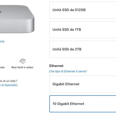 Mac mini M1 disponibile con porta Ethernet 10 Gigabit