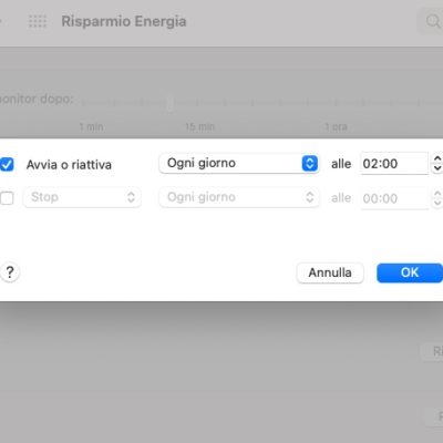 Come programmare il riavvio notturno del Mac