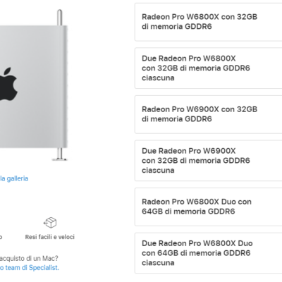 Mac Pro: Apple introduce nuove opzioni per la GPU