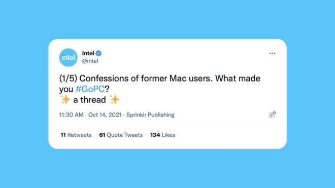 Intel “chiede” ad ex utenti Mac perché sono passati ad un PC