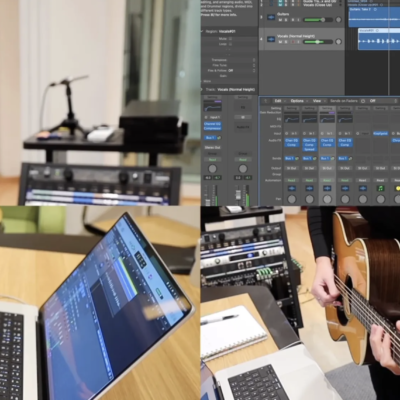 Mary Spender registra un videoclip utilizzando le periferiche integrate del suo MacBook Pro